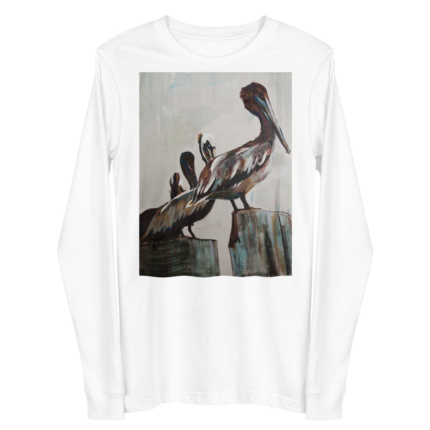 Pelicans in the Fog Unisex Long Sleeve Tee