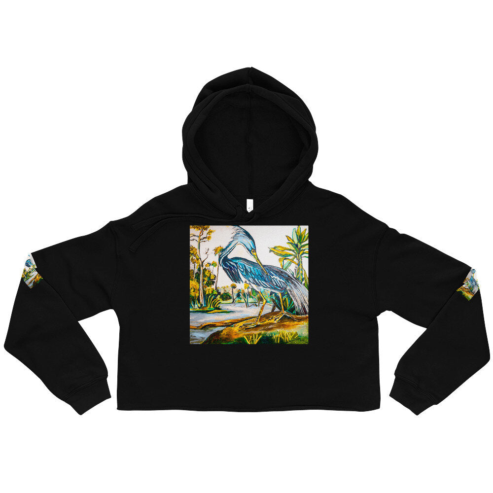 Blue Heron Crop Hoodie