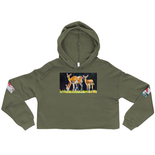 Deer Family Crop Hoodie