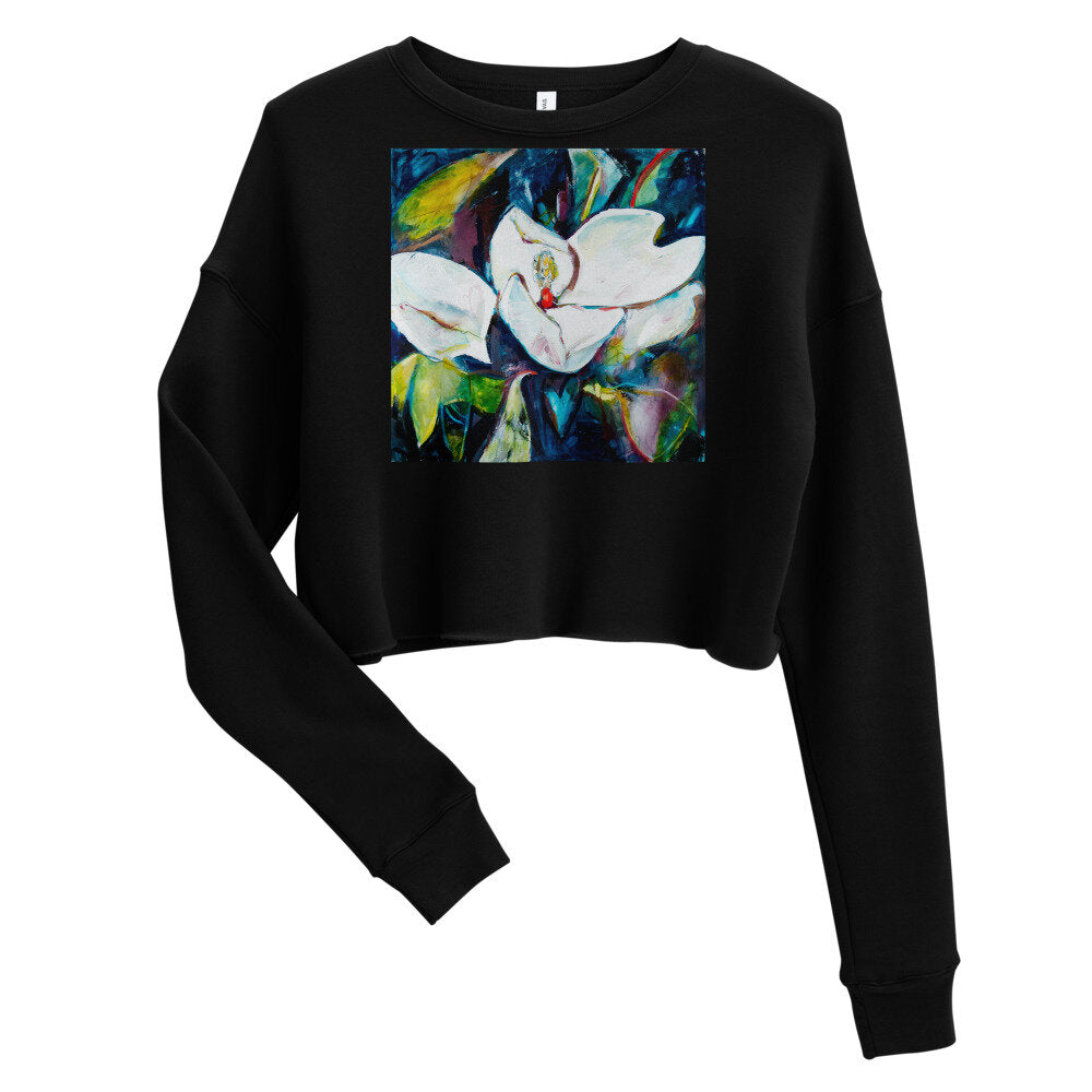 Magnolia with Painted Bunting Crop Sweatshirt