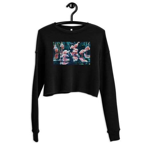 Roseate Spoonbill Reflection Crop Sweatshirt