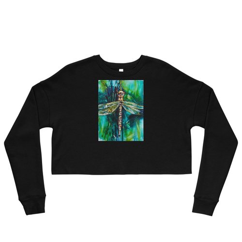 Green Dragonfly Crop Sweatshirt