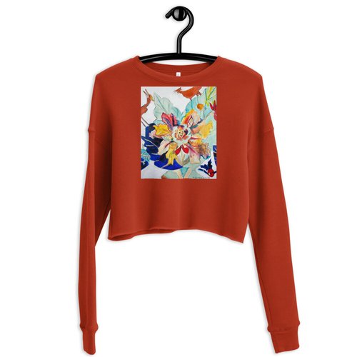 Tobacco Leaf with Animals Crop Sweatshirt