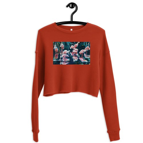 Roseate Spoonbill Reflection Crop Sweatshirt