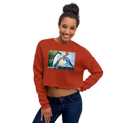 Herons Face to Face Crop Sweatshirt