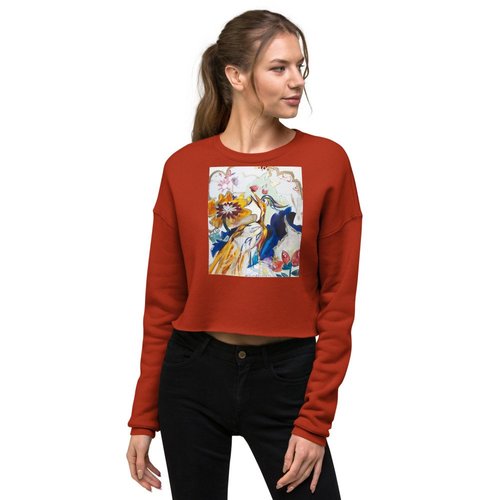 Tobacco Leaf with Bird Crop Sweatshirt