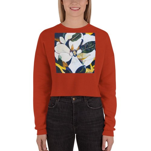 Navy Magnolia Crop Sweatshirt