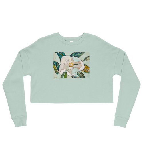 Magnolia with Soft Teal Crop Sweatshirt