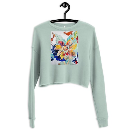 Tobacco Leaf with Animals Crop Sweatshirt