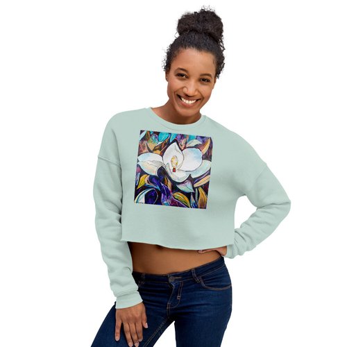 Purple & Gold Magnolia Crop Sweatshirt