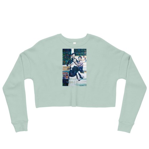 Vintage Mother with Kids Collage Crop Sweatshirt