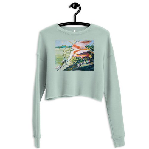 Roseate Spoonbill in the Marsh Crop Sweatshirt