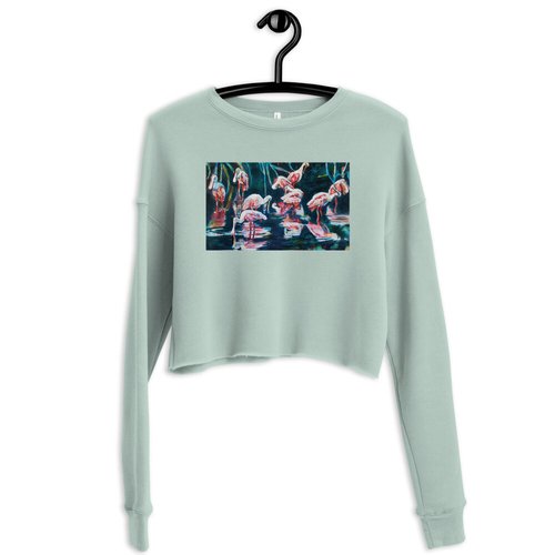 Roseate Spoonbill Reflection Crop Sweatshirt