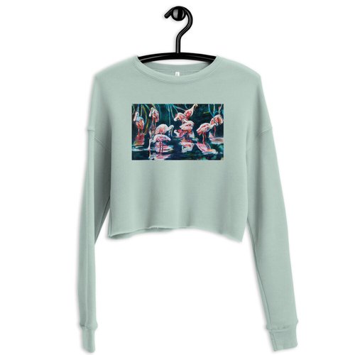 Roseate Spoonbill Reflection Crop Sweatshirt