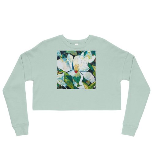 Square Tropical Magnolia Crop Sweatshirt