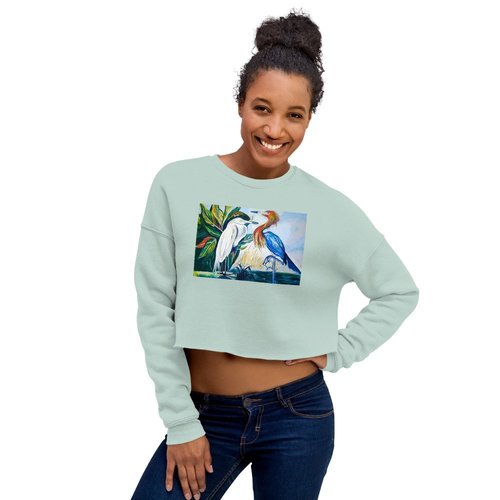 Herons Face to Face Crop Sweatshirt