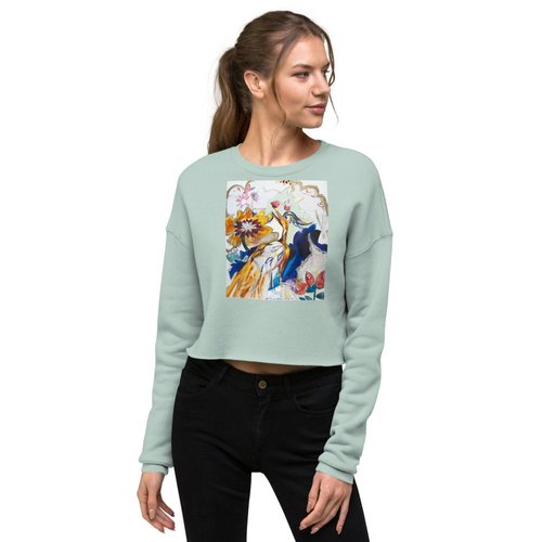 Tobacco Leaf with Bird Crop Sweatshirt