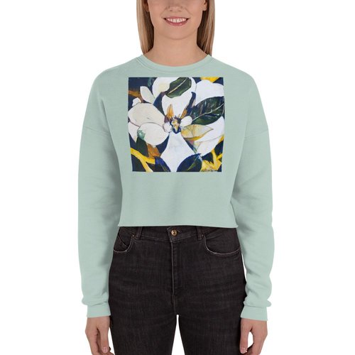 Navy Magnolia Crop Sweatshirt