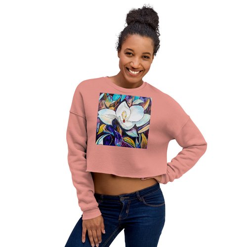 Purple & Gold Magnolia Crop Sweatshirt