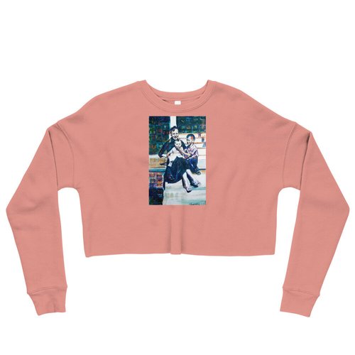 Vintage Mother with Kids Collage Crop Sweatshirt