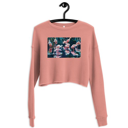 Roseate Spoonbill Reflection Crop Sweatshirt