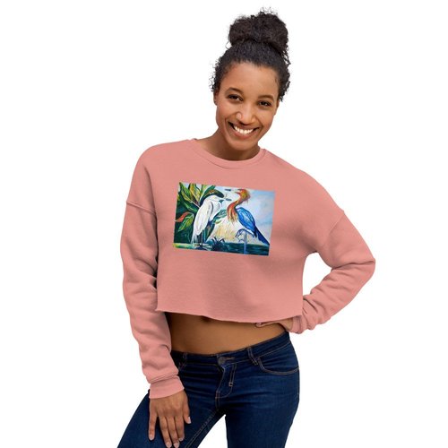 Herons Face to Face Crop Sweatshirt