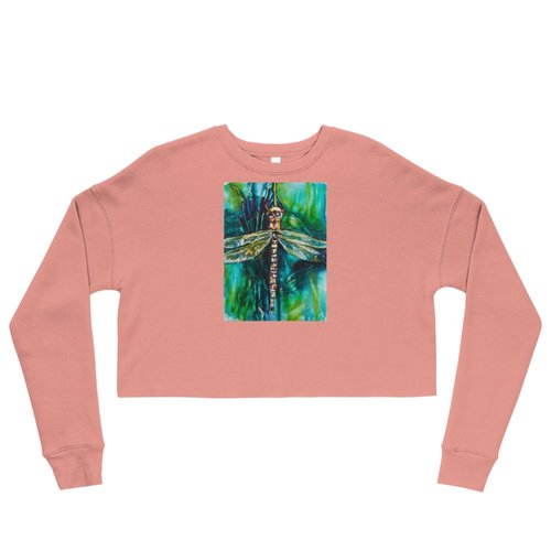 Green Dragonfly Crop Sweatshirt