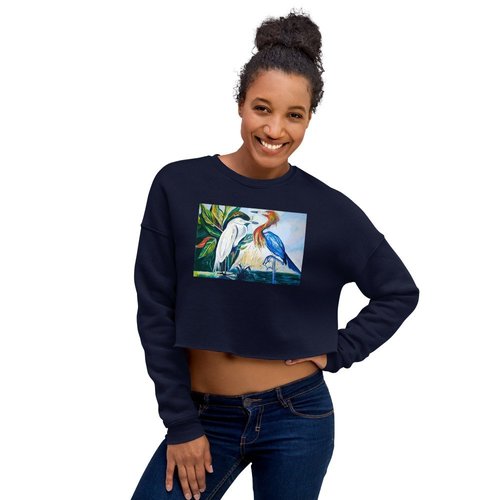 Herons Face to Face Crop Sweatshirt