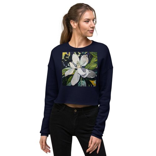 Indigo Magnolia Crop Sweatshirt