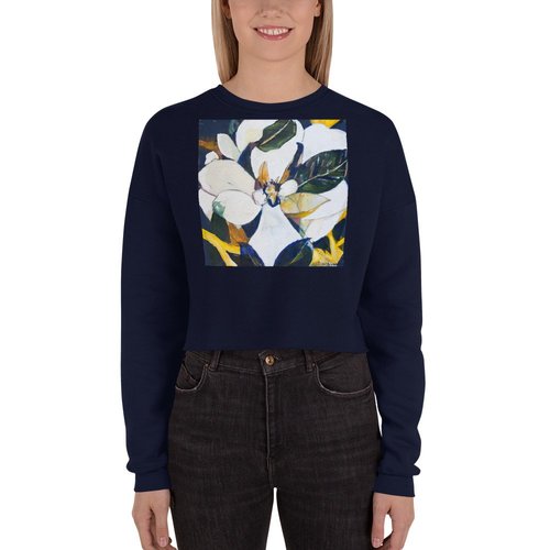 Navy Magnolia Crop Sweatshirt