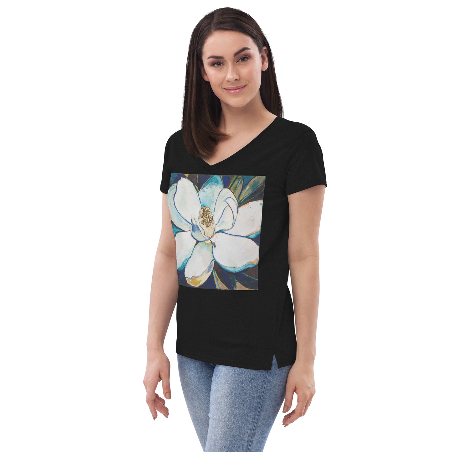 Indigo Magnolia Women’s recycled v-neck t-shirt