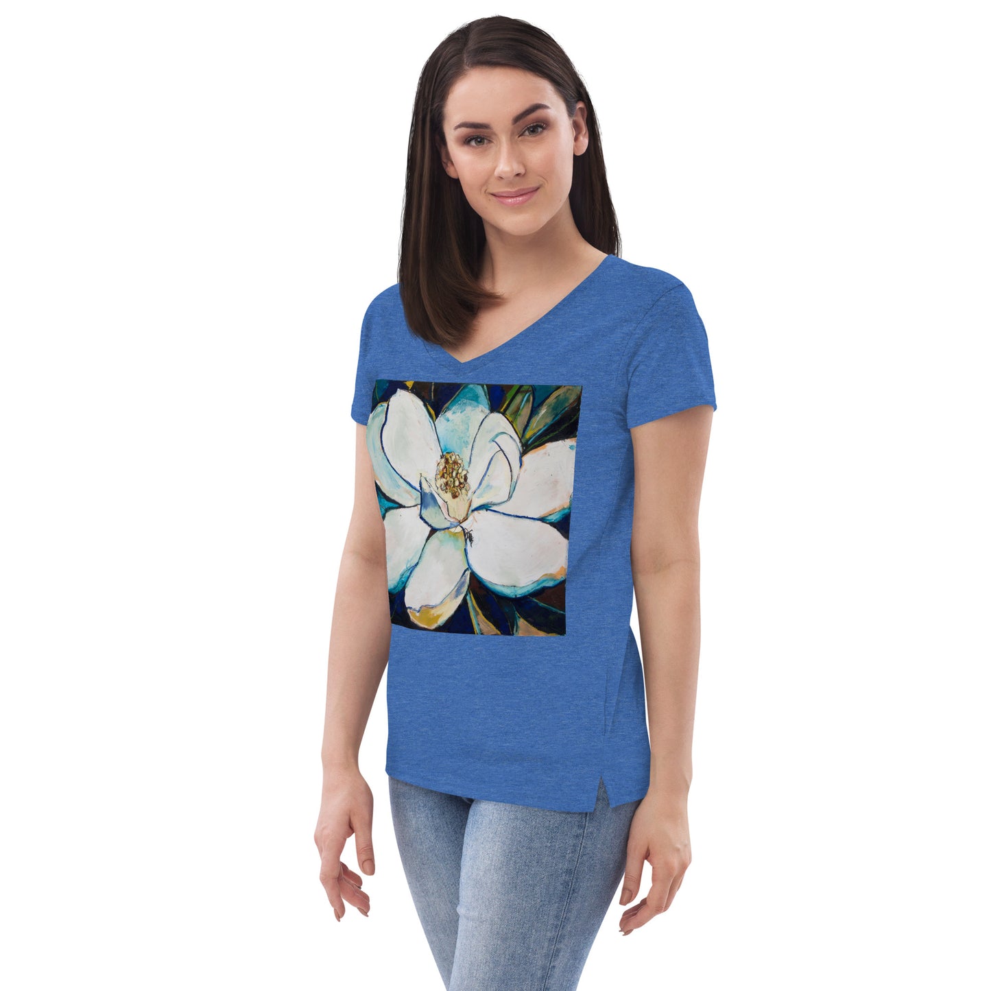 Indigo Magnolia Women’s recycled v-neck t-shirt