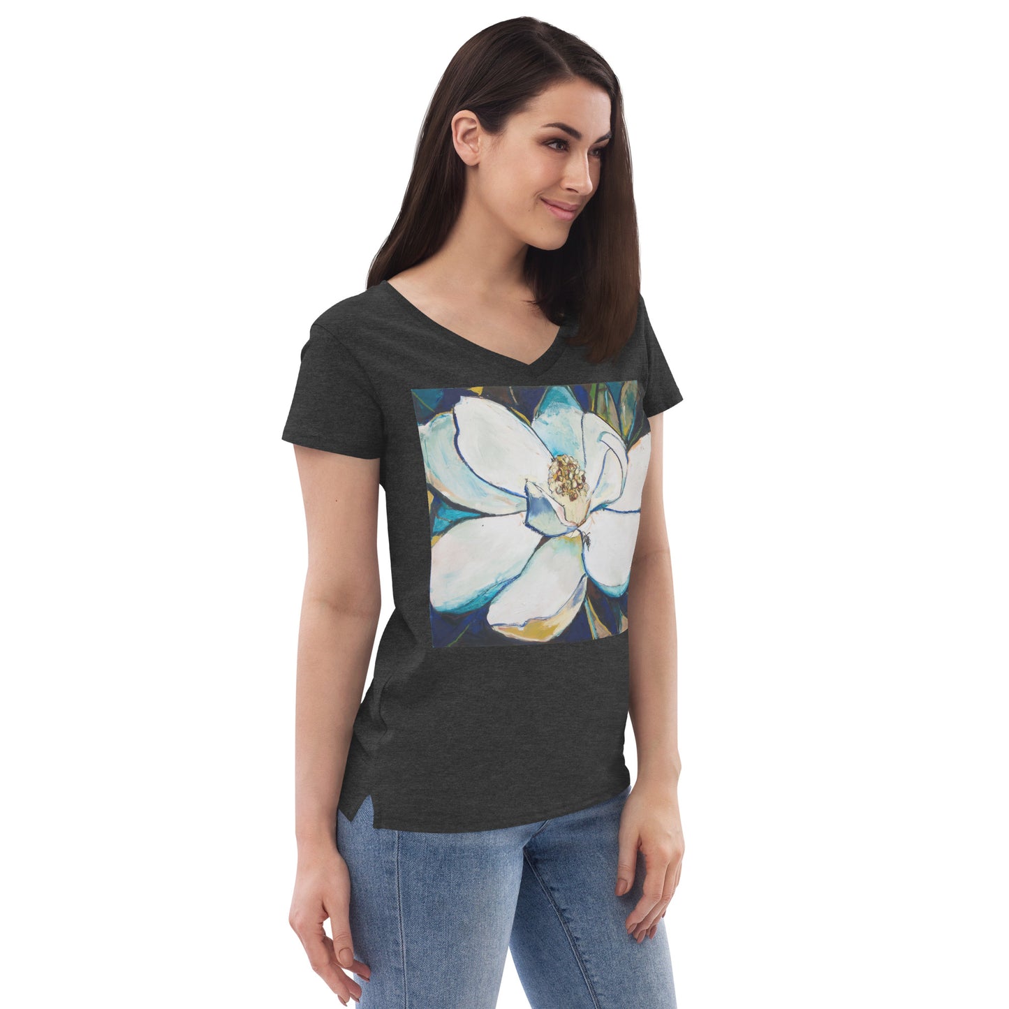 Indigo Magnolia Women’s recycled v-neck t-shirt