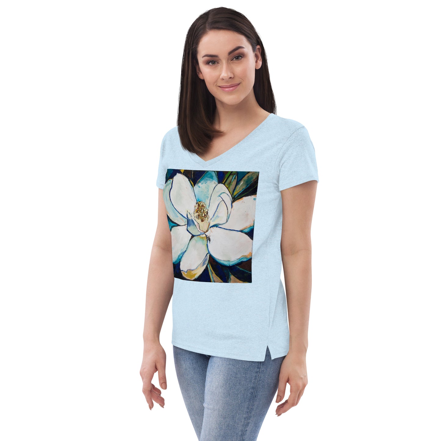 Indigo Magnolia Women’s recycled v-neck t-shirt
