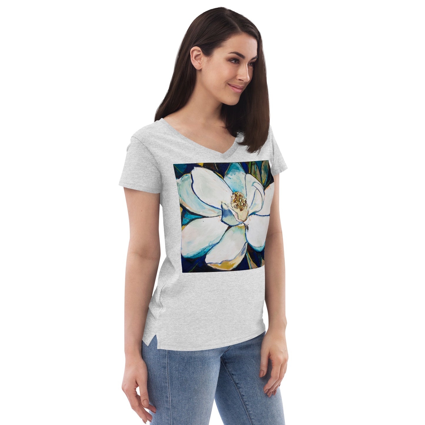 Indigo Magnolia Women’s recycled v-neck t-shirt