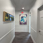 Oyster with Splash (36 x 48") giclee on canvas with Natural Wood Floating Frame