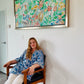 "Tree of Life with Birds Watercolor" giclee on canvas with Champagne Floating Frame (60 x 27")