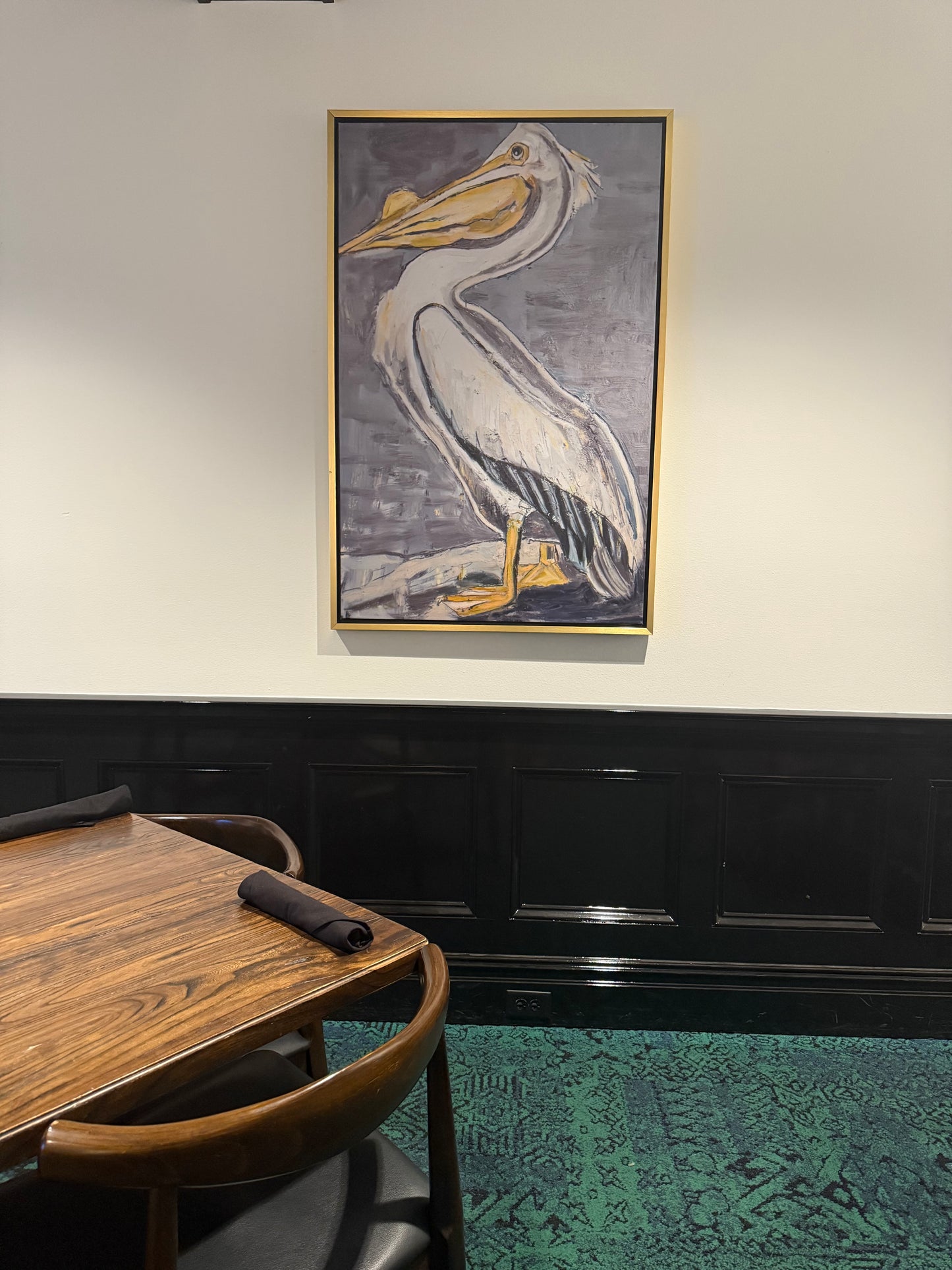 White Pelican (48x31”) Giclee on Canvas with Gold Floating Frame