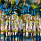 “Cypress Reflections Abstract” (48x36”) giclee printed canvas with gold floating frame