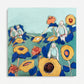 Doves with Sunflowers and Zinnias II