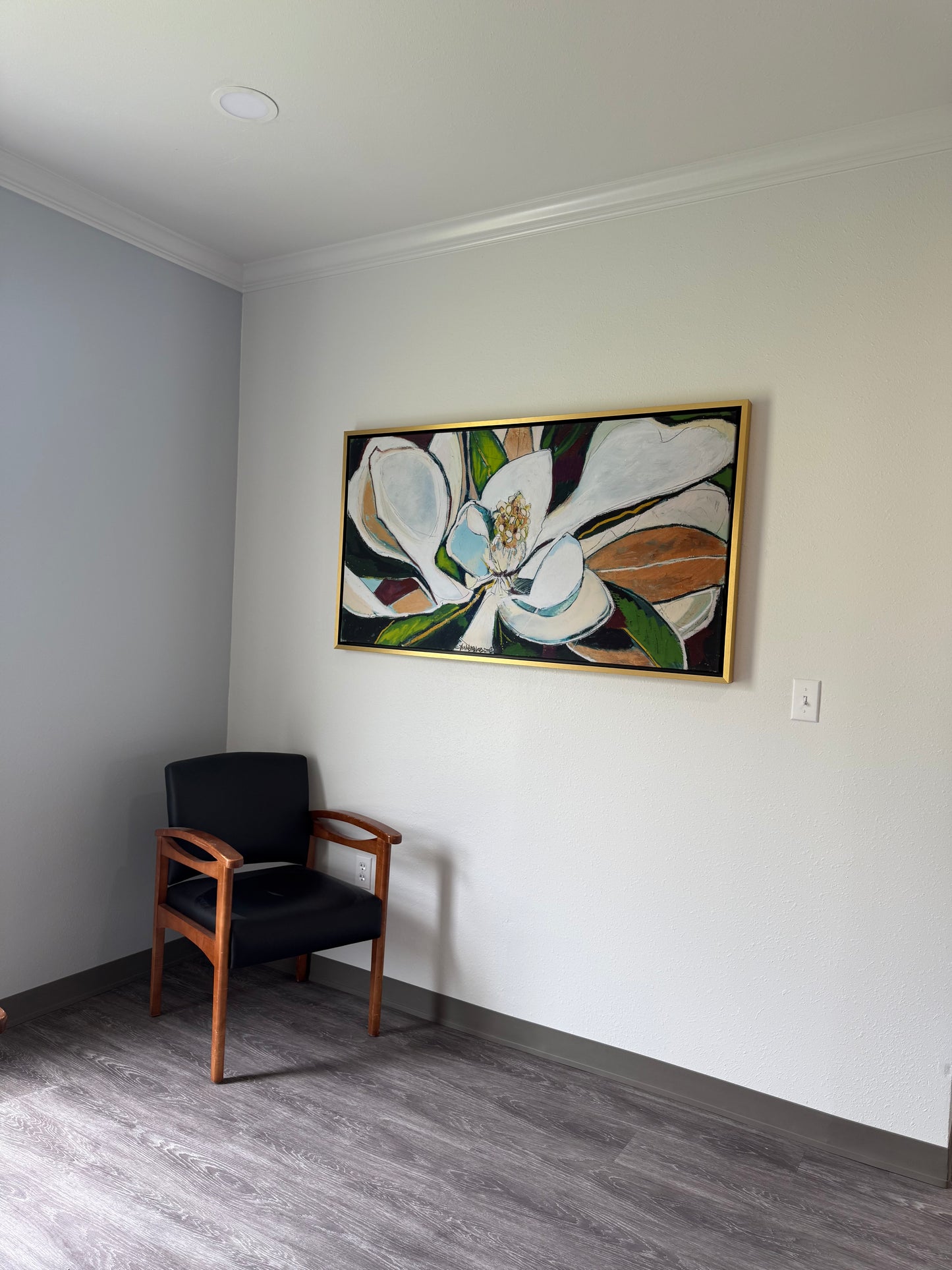 Horizontal Magnolia (55 x 29") giclee on canvas with Gold Floating Frame