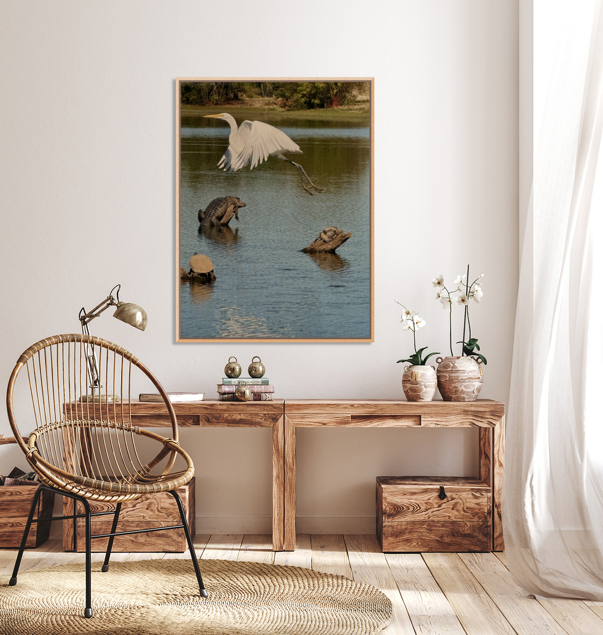 “God Winks at the Levee” Wildlife Photography Wood Print