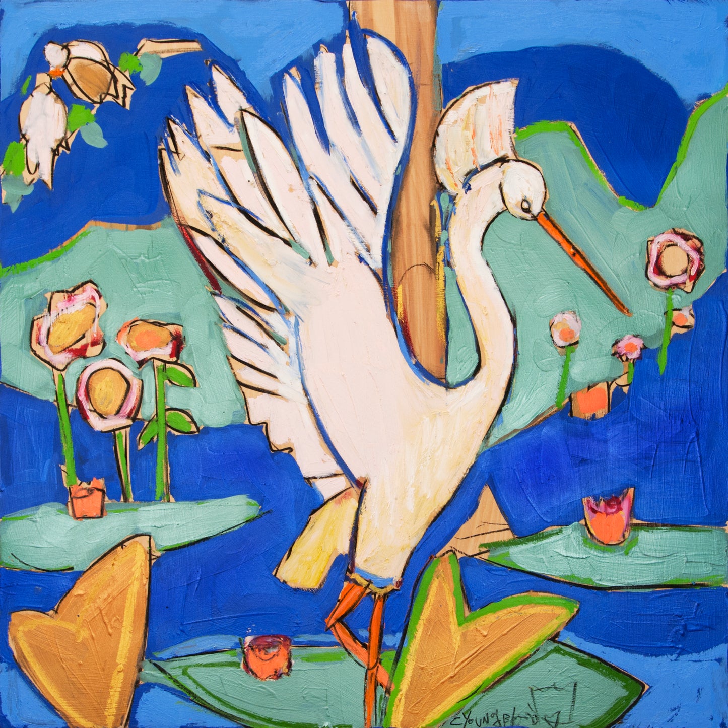 “Queen of Bayou Oasis Study” (24x24”) giclee printed canvas with solid gold floating frame