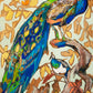 “Peacock Pair” (31x48”) giclee on canvas with gold floating frame