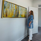Golden Bayou with Cypress Trees Diptych (60 x 22") giclee on canvas with Gold Floating Frame