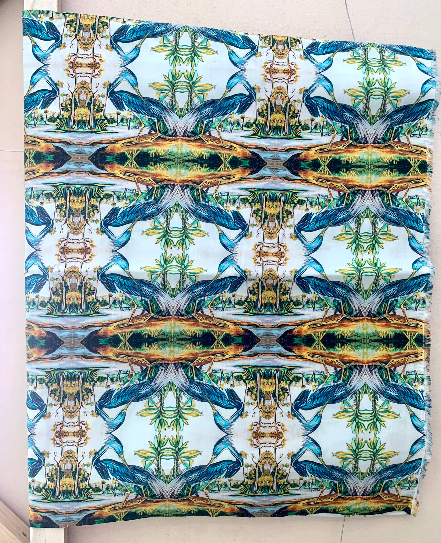 Blue Heron Printed Cotton Fabric