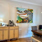 Groovy Gator (36x48”) with natural wood floating frame