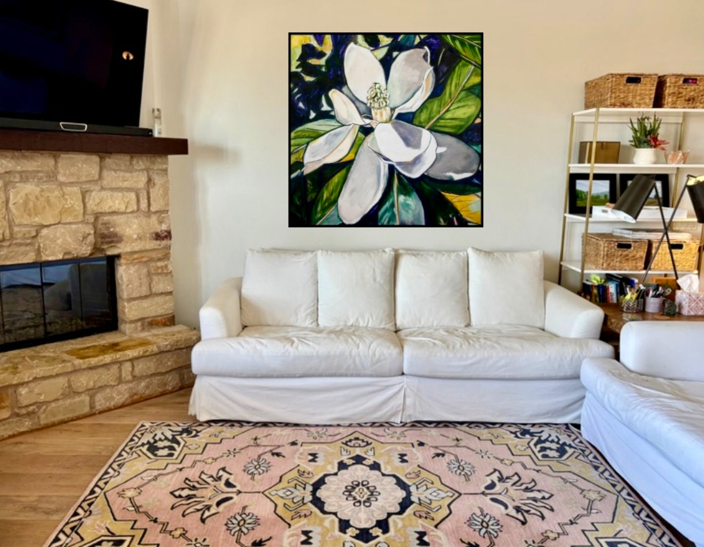 50% off Magnolia with Deep Purple (48x48”) Giclee on Canvas signed