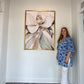 "Soft Neutral Magnolia" Solid Gold Floating Frame (36x48")