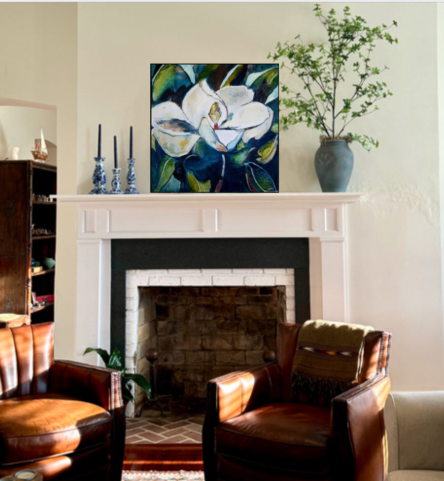 30% off Teal Magnolia (36x36”) Giclee on Canvas